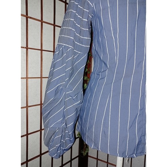 Anthropologie Belle Vere Pleated Striped Blouse - Picture 11 of 16